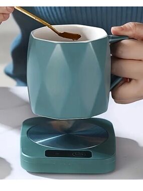 NWT NIB Smart Coffee Cup Warmer Tea Dark Green Mug Mat Plug In Office Home Dorm